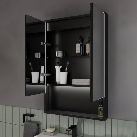 SE30398P0 Sensio Sydney Matt Black LED Illuminated Cabinet with Shelf Lifestyle