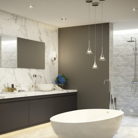 SE32101W0 Sensio Zirconia Crystal Cone Pendant Light Bathroom Setting