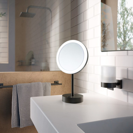 FK484EBP Smedbo Battery Shaving & Makeup Mirror With LED Technology Black Lifestyle