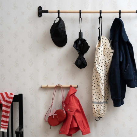 BB1703 Smedbo Beslagsboden Beech and Black Triple Hook Rack Room Setting