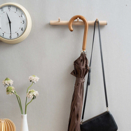 B1703 Smedbo Beslagsboden Beech and Grey Triple Hook Rack Lifestyle