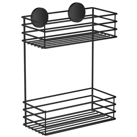 Smedbo Beslagsboden Black Double Self Adhesive Shower Basket