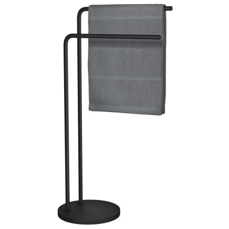 BB1231 Smedbo Beslagsboden Black Freestanding Double Towel Rail with Towel
