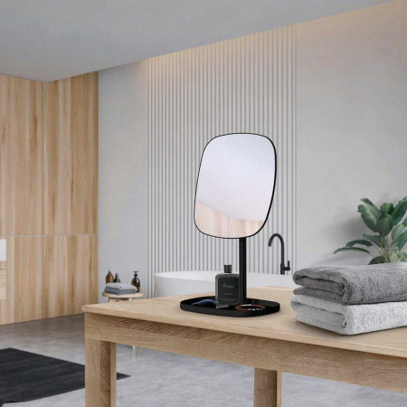 BB576 Smedbo Beslagsboden Black Makeup Mirror on Stand with Tray Lifestyle