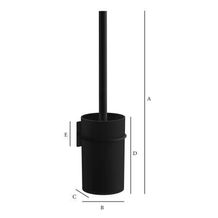 BK1135 Smedbo Beslagsboden White Self Adhesive Toilet Brush and Holder Line Drawing