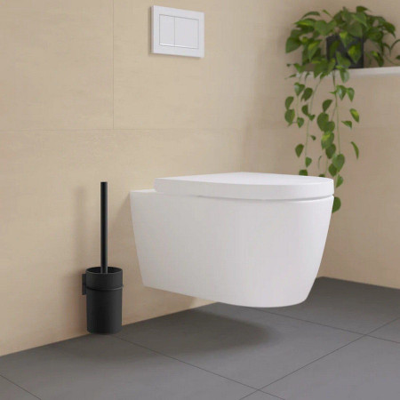 BB1135 Smedbo Beslagsboden Black Self Adhesive Toilet Brush and Holder Lifestyle