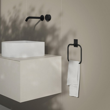 BB1038 Smedbo Beslagsboden Black Self Adhesive Towel Ring Lifestyle