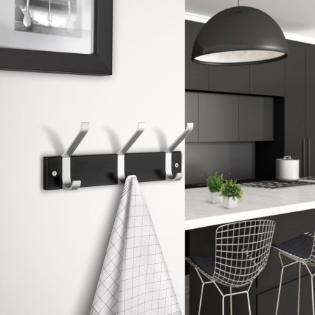 BB1073 Smedbo Beslagsboden Black Triple Coat and Hat Rack Lifestyle