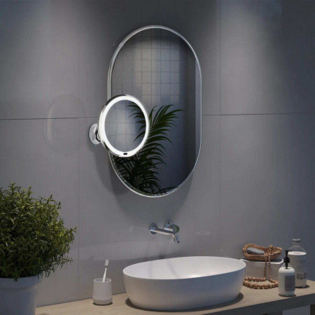 Z630 Smedbo Beslagsboden Chrome 200mm LED Makeup Mirror with Suction Cup Lifestyle