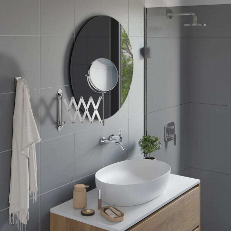 Z632 Smedbo Beslagsboden Chrome Makeup Mirror with Retractable Arm Lifestyle