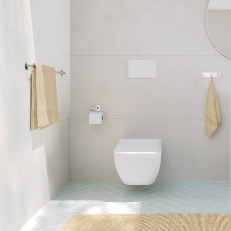 BK441 Smedbo Beslagsboden Cube Polished Self Adhesive Toilet Roll Holder Lifestyle