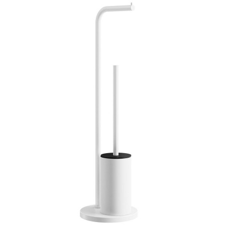 Smedbo Beslagsboden Curve Freestanding White Toilet Roll and Brush Holder