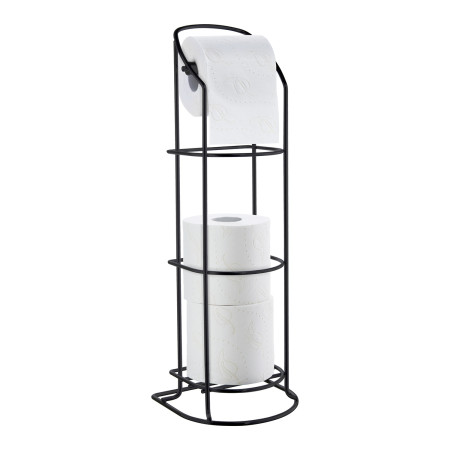 BB1220 Smedbo Beslagsboden Curve Line Freestanding Black Spare Toilet Roll Holder Cut Out