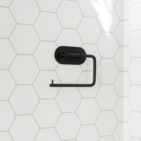 BB1097 Smedbo Beslagsboden Design Round Self Adhesive Black Toilet Roll Holder Lifestyle