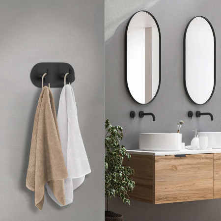 BB1102 Smedbo Beslagsboden Design Self Adhesive Double Hook in Black Lifestyle