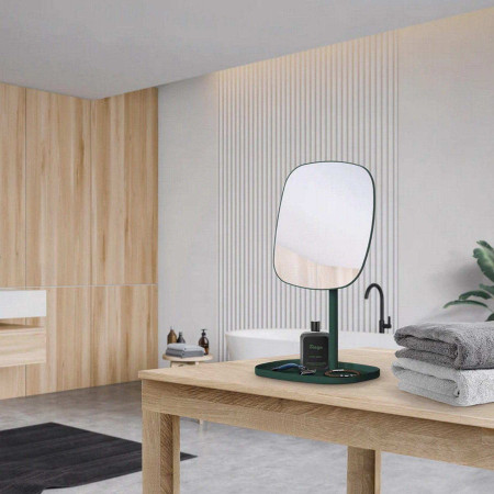 BG576 Smedbo Beslagsboden Green Makeup Mirror on Stand with Tray Lifestyle