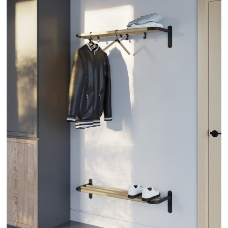 BB1701 Smedbo Beslagsboden Hallway Hat and Shoe Rack in Black and Beech Lifestyle