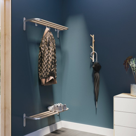 B1701 Smedbo Beslagsboden Hallway Hat and Shoe Rack in Grey and Beech Lifestyle