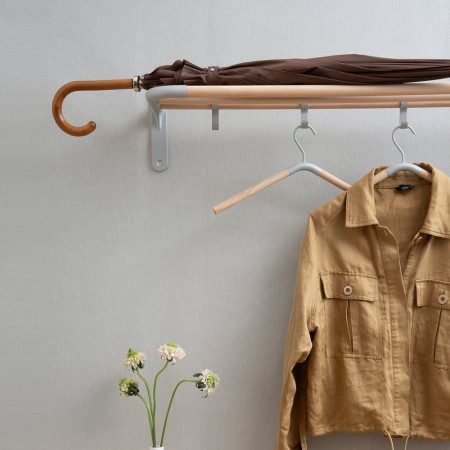 B1701 Smedbo Beslagsboden Hallway Hat and Shoe Rack in Grey and Beech with Hooks