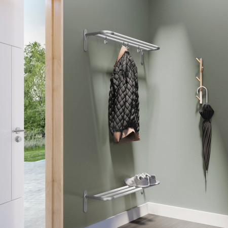 BX1701 Smedbo Beslagsboden Hallway Hat and Shoe Rack in Grey and White Lifestyle
