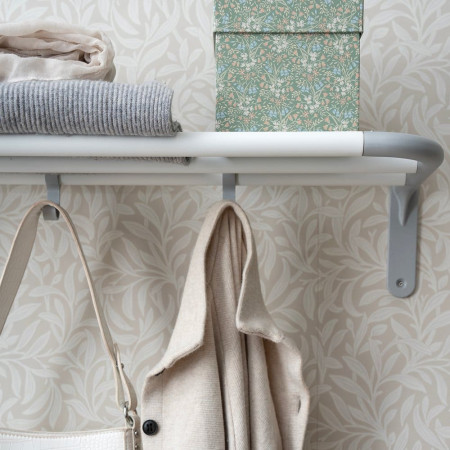 BX1701 Smedbo Beslagsboden Hallway Hat and Shoe Rack in Grey and White with Hooks