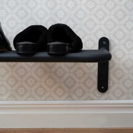 B1701B Smedbo Beslagsboden Hallway Hat and Shoe Rack in Matt Black with Shoes