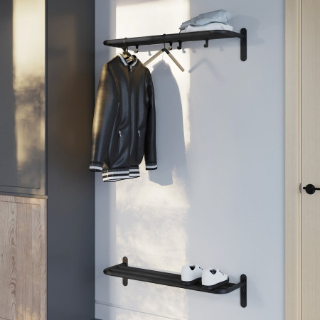 B1701B Smedbo Beslagsboden Hallway Hat and Shoe Rack in Matt Black Lifestyle