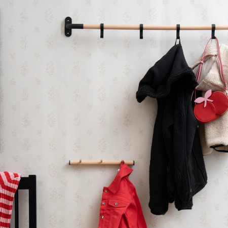 BB1700 Smedbo Beslagsboden Hallway Hook Rack in Black and Beech Room Setting