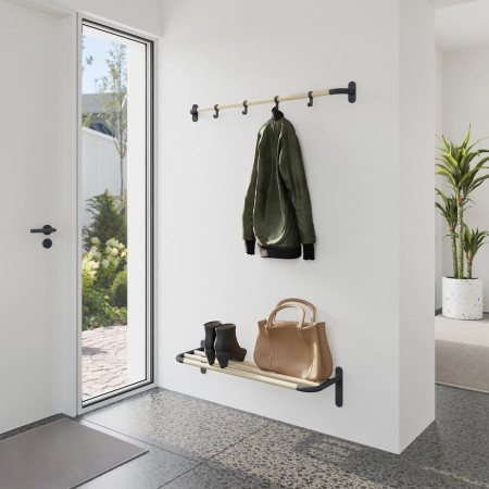 BB1700 Smedbo Beslagsboden Hallway Hook Rack in Black and Beech Lifestyle