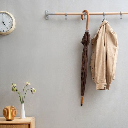 B1700 Smedbo Beslagsboden Hallway Hook Rack in Grey and Beech Room Setting