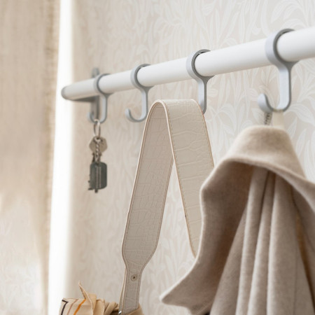BX1700 Smedbo Beslagsboden Hallway Hook Rack in Grey and White with Coats