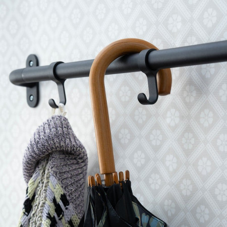 B1700B Smedbo Beslagsboden Hallway Hook Rack in Matt Black with Hooks