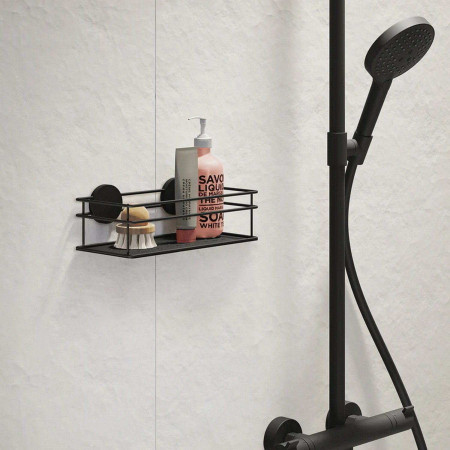 BB1300 Smedbo Beslagsboden Self Adhesive Black Shower Basket Lifestyle