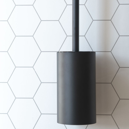 BB1035 Smedbo Beslagsboden Self Adhesive Black Toilet Brush and Holder Close Up