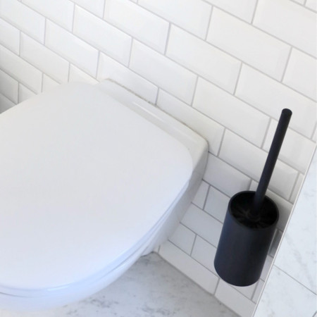 BB1035 Smedbo Beslagsboden Self Adhesive Black Toilet Brush and Holder Lifestyle