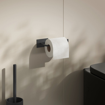 BB1039 Smedbo Beslagsboden Self Adhesive Square Black Toilet Roll Holder Lifestyle