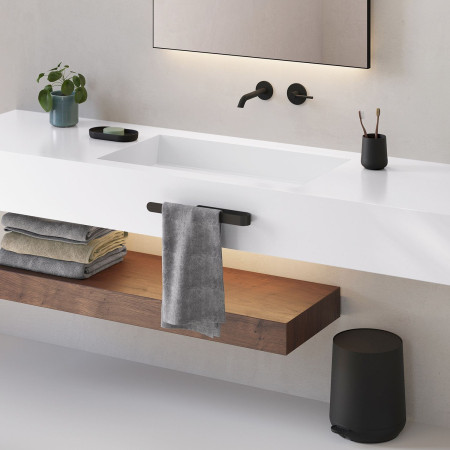 BB1020 Smedbo Beslagsboden Self Adhesive Towel Rail in Black with Tumbler
