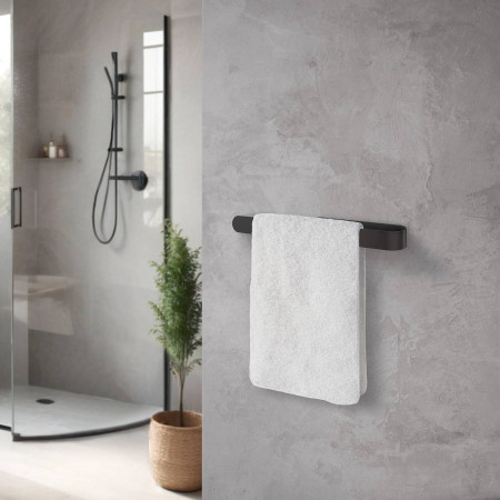 BB1020 Smedbo Beslagsboden Self Adhesive Towel Rail in Black Lifestyle