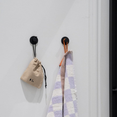 TB3455 Smedbo Dot Black Bathroom Hook Pair Lifestyle