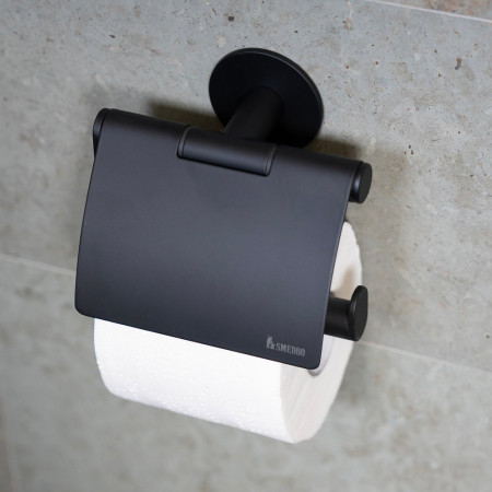 TB3414 Smedbo Dot Black Toilet Roll Holder with Lid Lifestyle