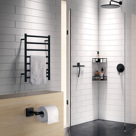 FB700 Smedbo Dry Black Compact 500 x 689mm Electric Towel Warmer Lifestyle