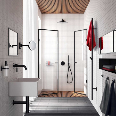 FB710 Smedbo Dry Black Tree 1720mm Electric Towel Warmer Lifestyle
