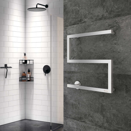 FK707 Smedbo Dry Polished S Model 500 x 525mm Electric Towel Warmer Lifestyle