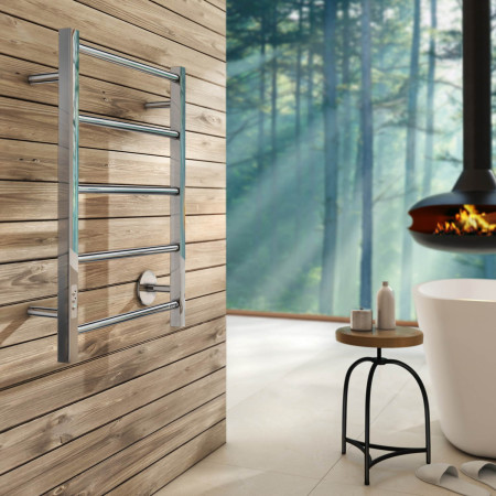 FK705 Smedbo Dry Polished Steel Compact 500 x 689mm Electric Towel Warmer Lifestyle