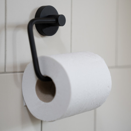 HB341 Smedbo Home Black Single Toilet Roll Holder Close Up