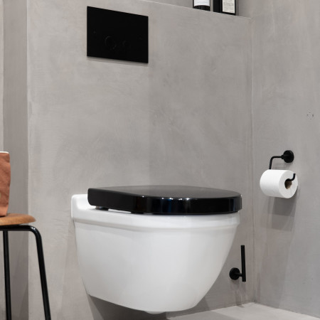 HB320 Smedbo Home Black Spare Toilet Roll Holder Lifestyle