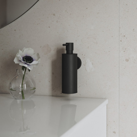 HB370 Smedbo Home Black Wall Mounted Soap Dispenser Bathroom Setting