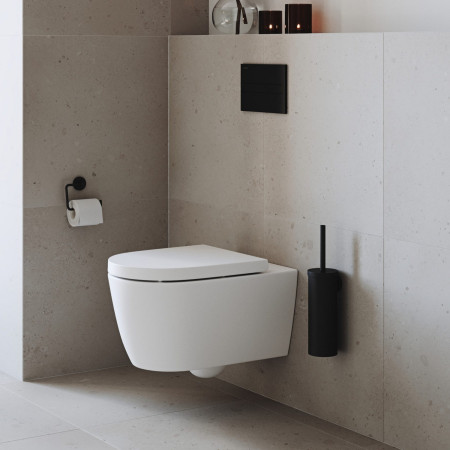 HB332 Smedbo Home Black Wall Mounted Toilet Brush Holder Lifestyle
