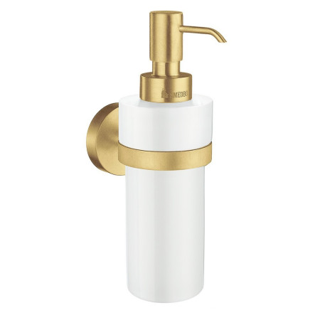 HV369P Smedbo Home Brushed Brass Porcelain Soap Dispenser (1)
