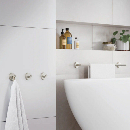 H355N Smedbo Home Brushed Nickel Single Towel Hook Lifestyle
